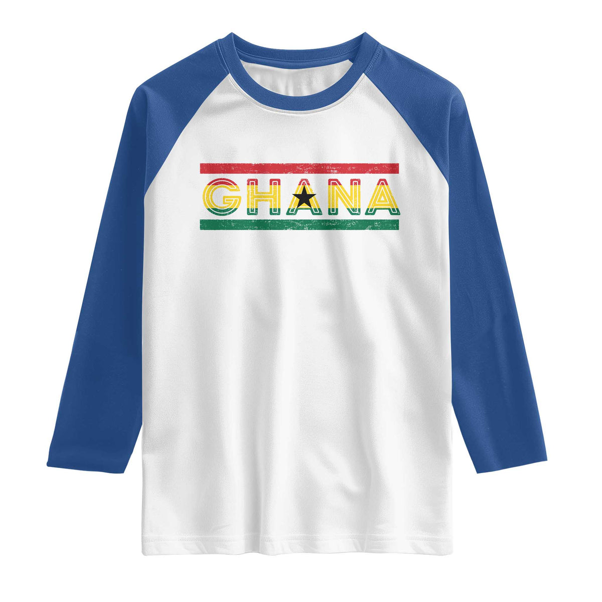Retro Ghana Flag Raglan Shirt Vintage Ghanaian Pride Ghanese Roots Heritage Graphic