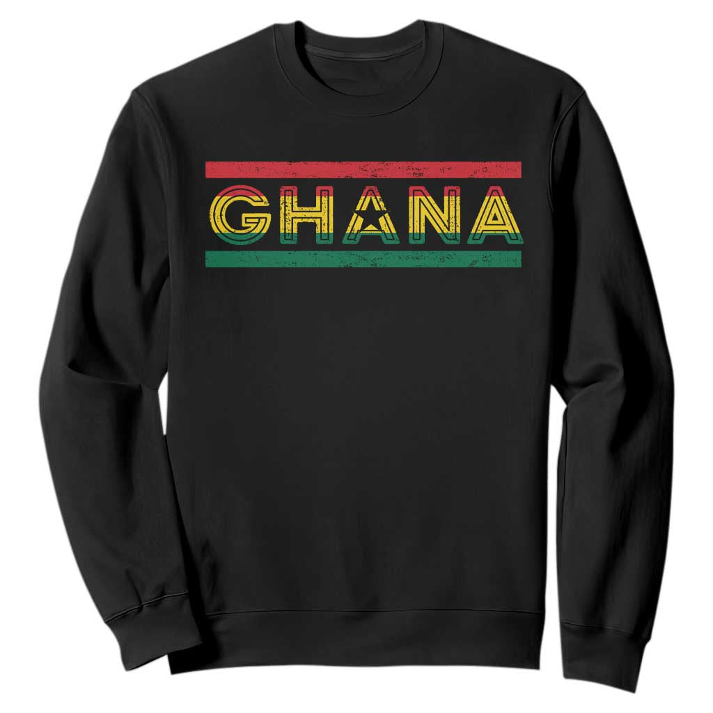 Retro Ghana Flag Sweatshirt Vintage Ghanaian Pride Ghanese Roots Heritage Graphic