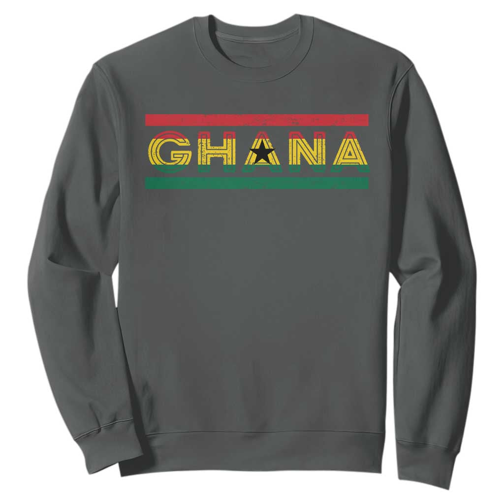 Retro Ghana Flag Sweatshirt Vintage Ghanaian Pride Ghanese Roots Heritage Graphic
