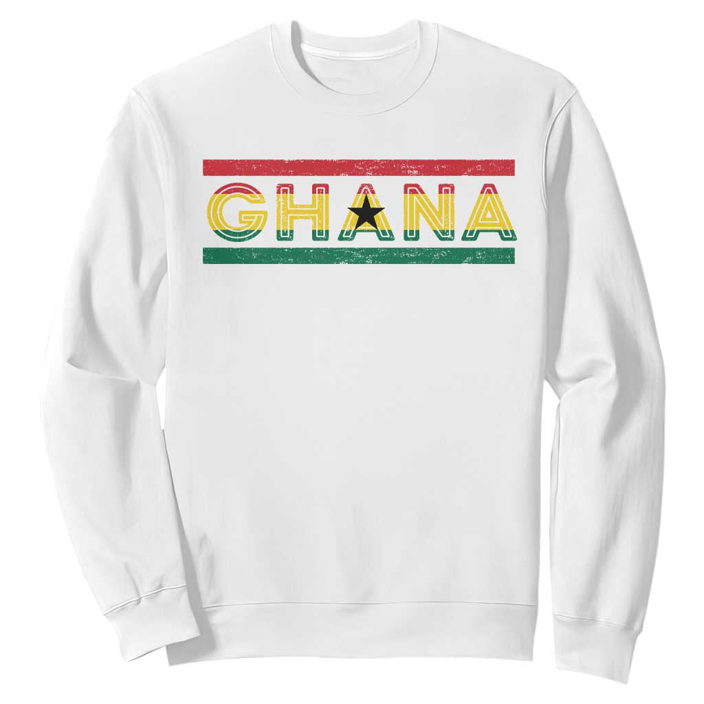 Retro Ghana Flag Sweatshirt Vintage Ghanaian Pride Ghanese Roots Heritage Graphic
