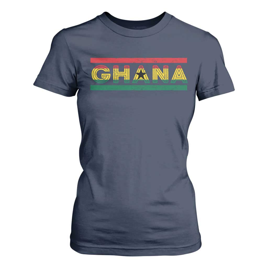 Retro Ghana Flag T Shirt For Women Vintage Ghanaian Pride Ghanese Roots Heritage Graphic