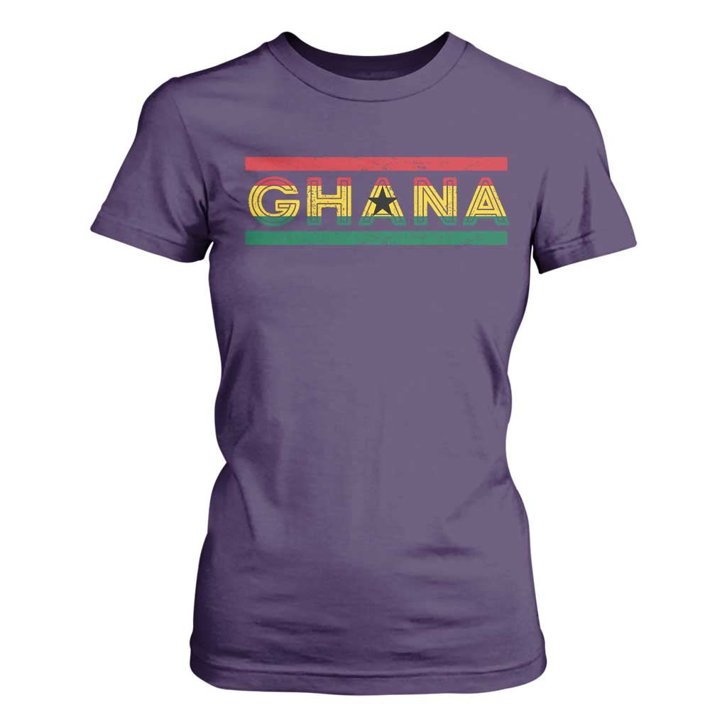 Retro Ghana Flag T Shirt For Women Vintage Ghanaian Pride Ghanese Roots Heritage Graphic