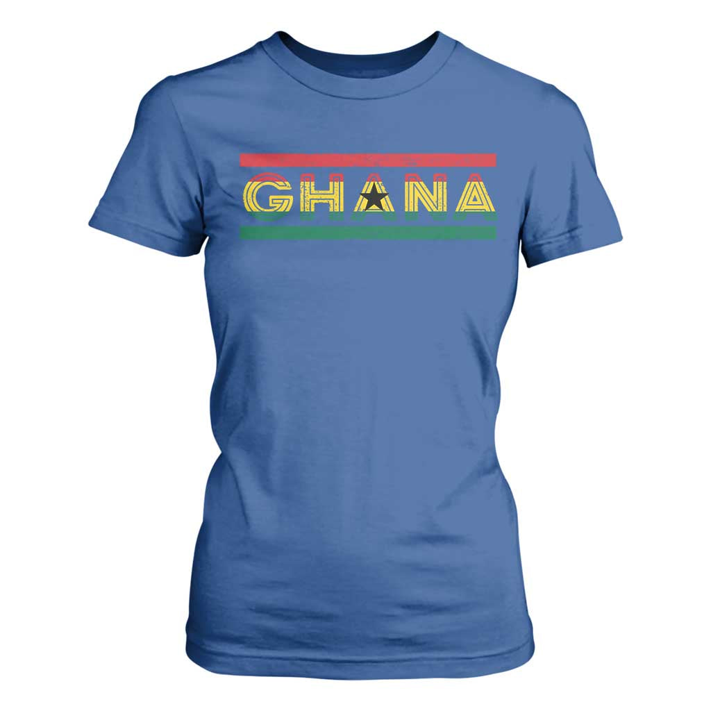 Retro Ghana Flag T Shirt For Women Vintage Ghanaian Pride Ghanese Roots Heritage Graphic