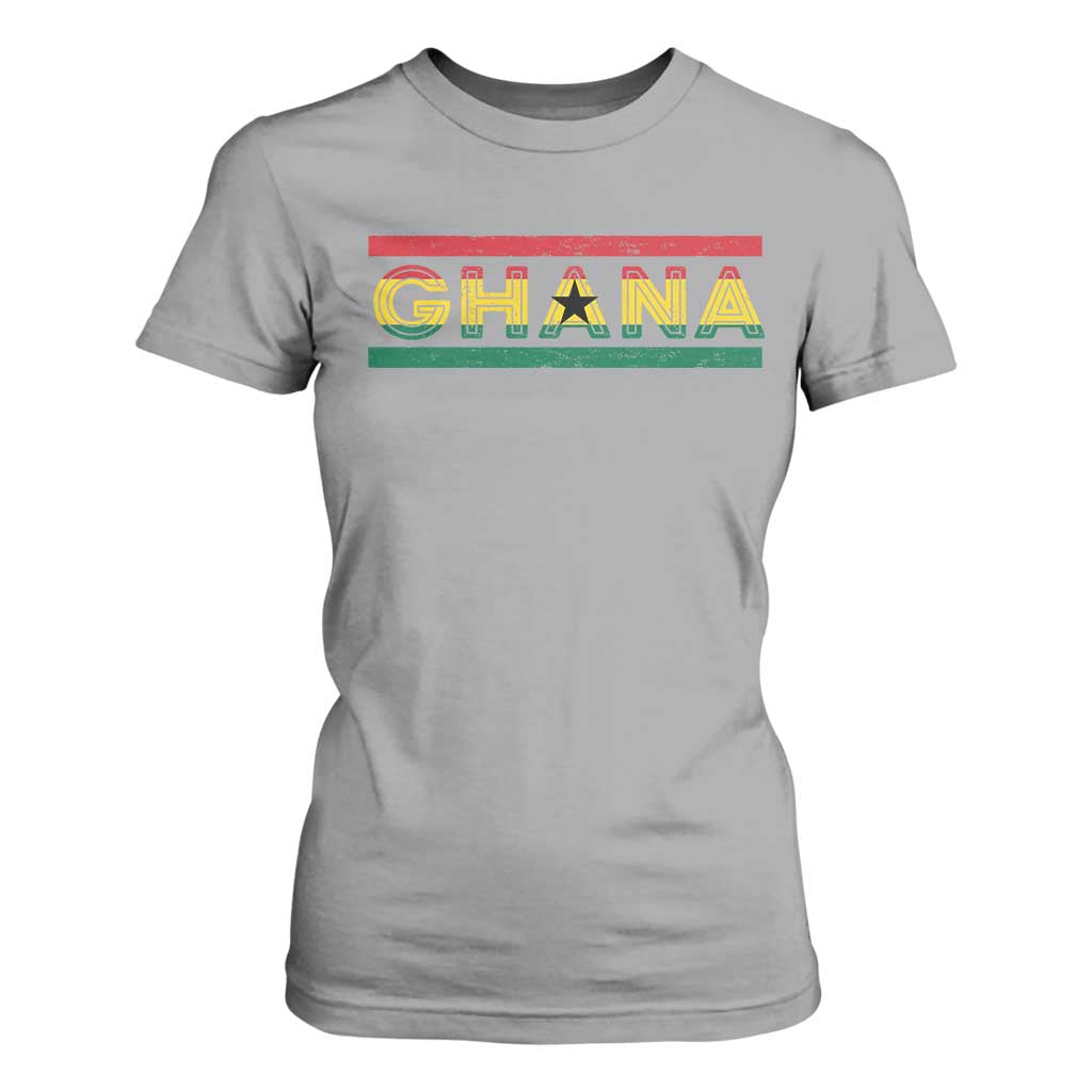 Retro Ghana Flag T Shirt For Women Vintage Ghanaian Pride Ghanese Roots Heritage Graphic