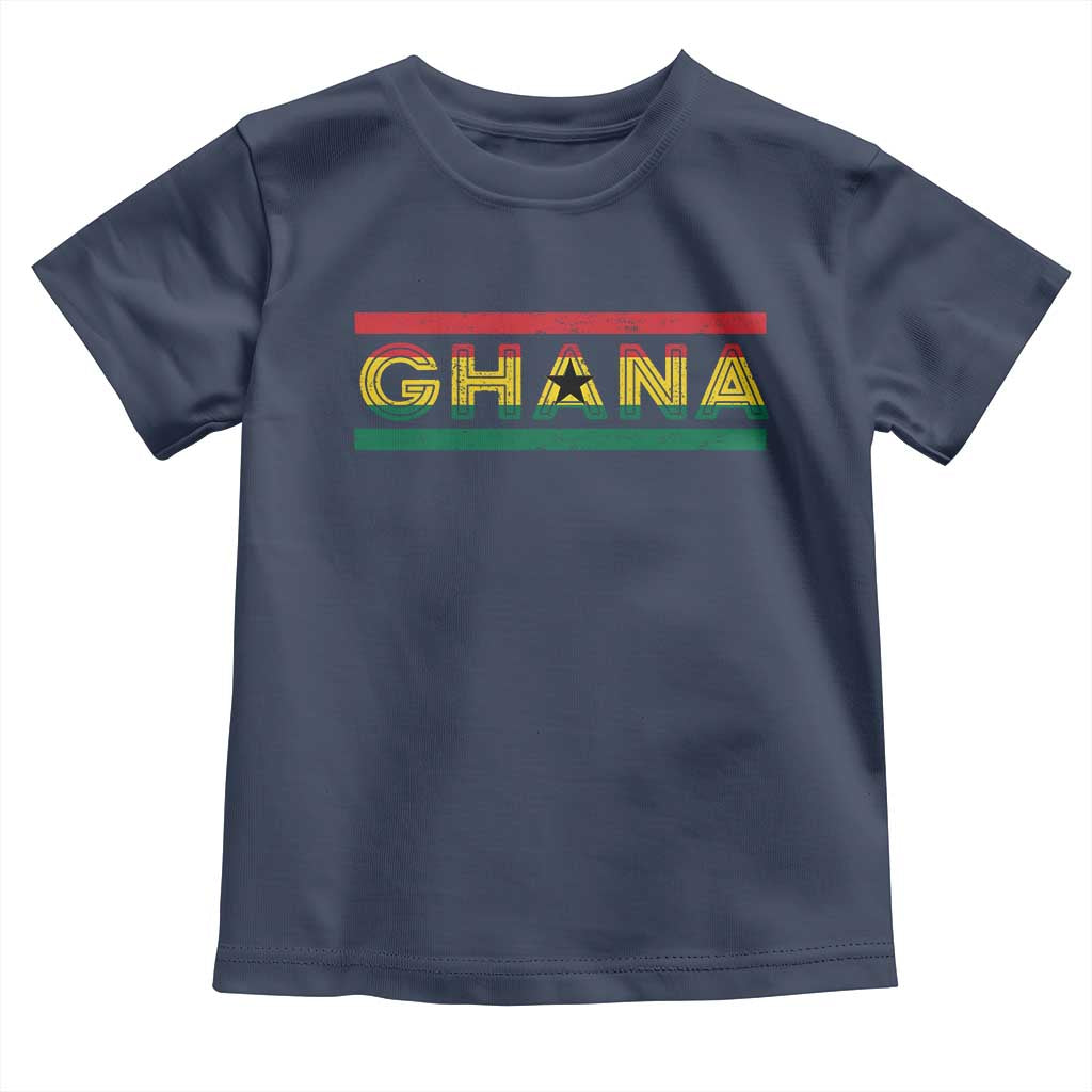 Retro Ghana Flag Toddler T Shirt Vintage Ghanaian Pride Ghanese Roots Heritage Graphic