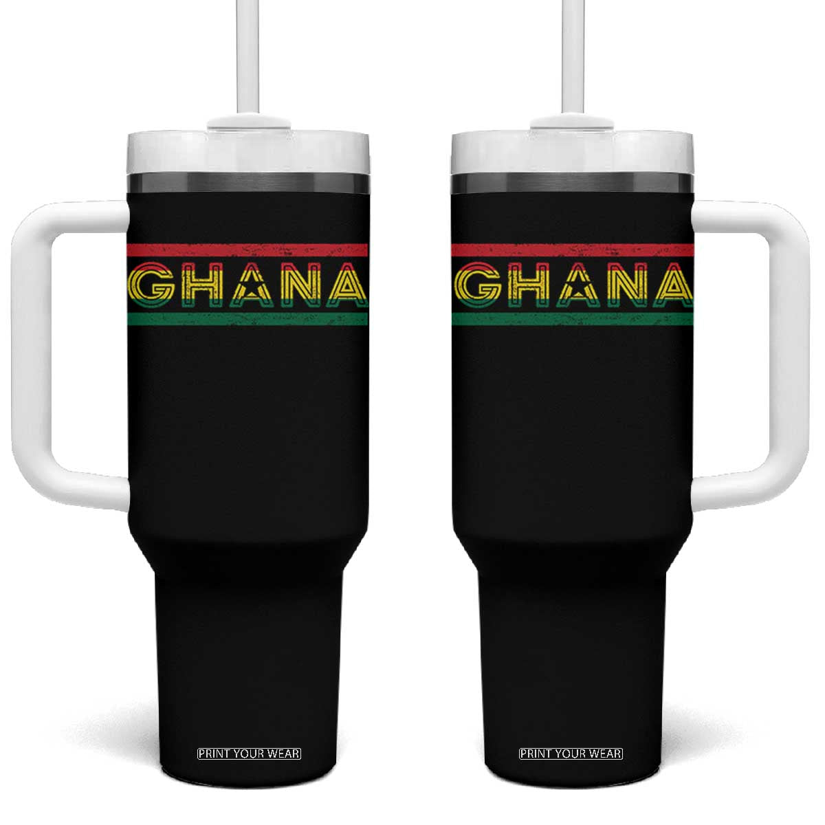 Retro Ghana Flag Tumbler With Handle Vintage Ghanaian Pride Ghanese Roots Heritage Graphic