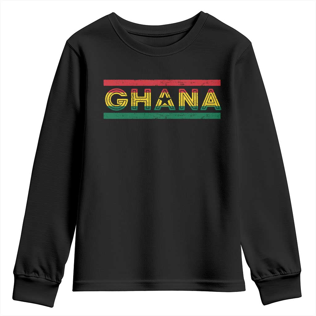 Retro Ghana Flag Youth Sweatshirt Vintage Ghanaian Pride Ghanese Roots Heritage Graphic