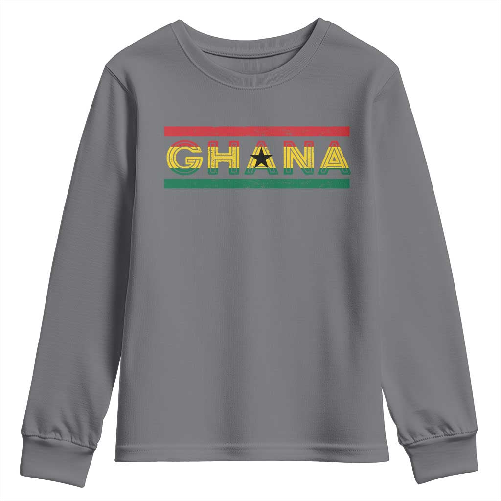 Retro Ghana Flag Youth Sweatshirt Vintage Ghanaian Pride Ghanese Roots Heritage Graphic