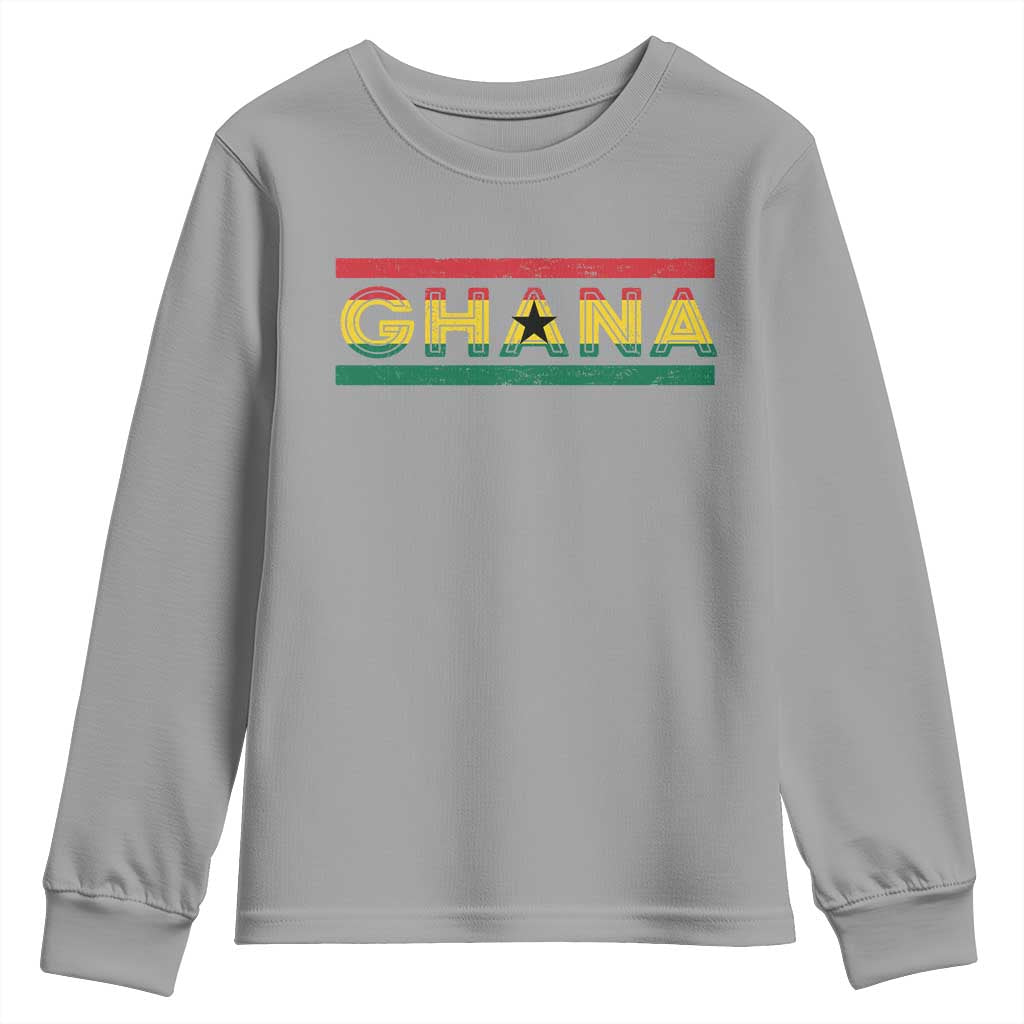 Retro Ghana Flag Youth Sweatshirt Vintage Ghanaian Pride Ghanese Roots Heritage Graphic
