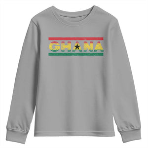 Retro Ghana Flag Youth Sweatshirt Vintage Ghanaian Pride Ghanese Roots Heritage Graphic