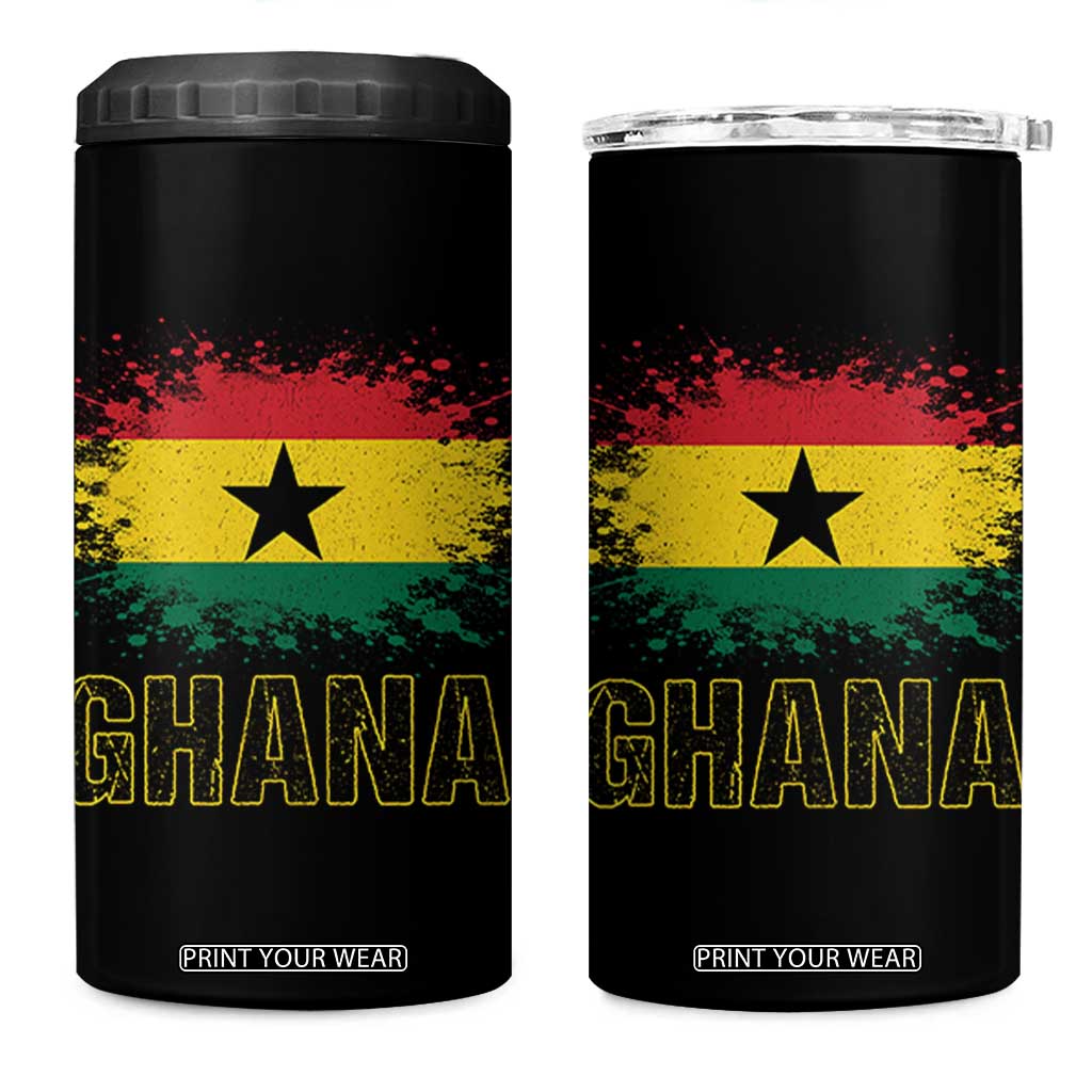Ghana 4 in 1 Can Cooler Tumbler Retro Vintage Watercolors Sport Ghanaian Flag Proud Ghanaians TS10 One Size: 16 oz Black Print Your Wear