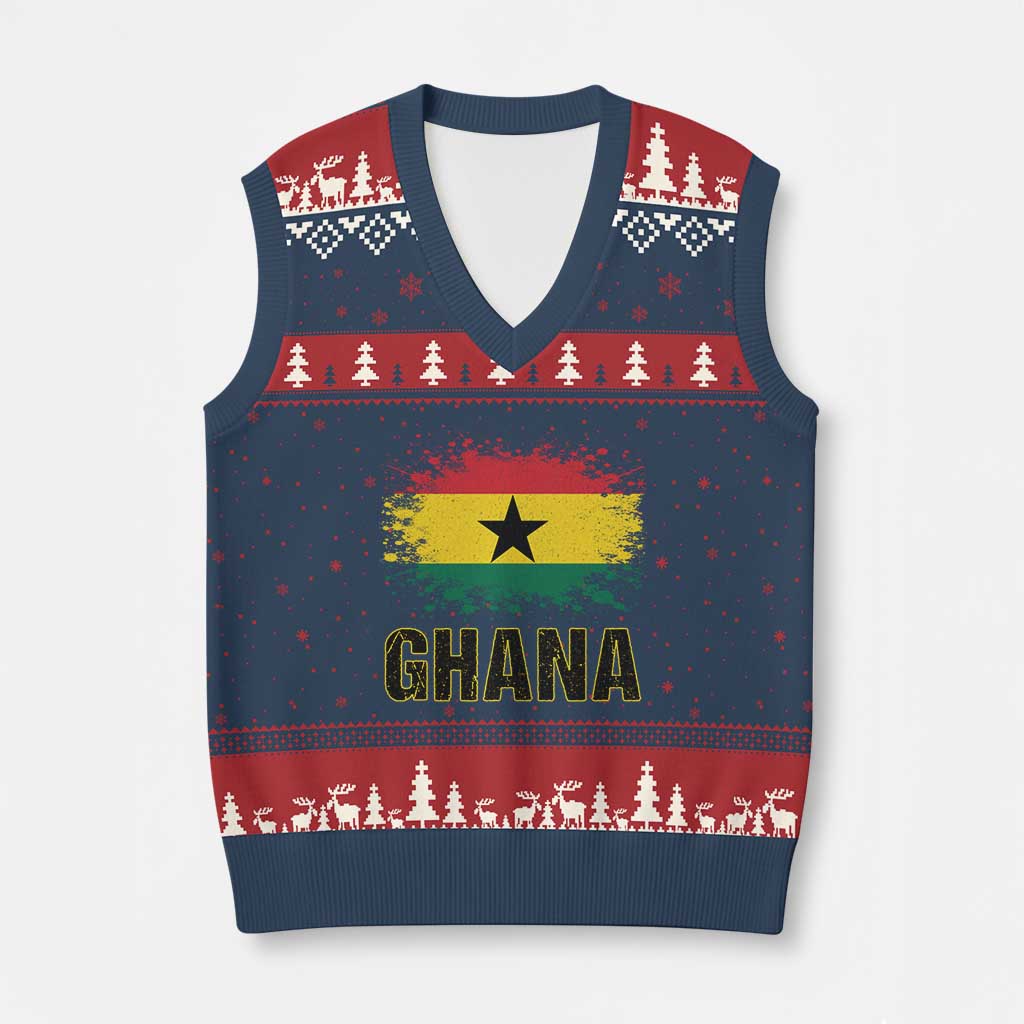 Ghana V-Neck Knit Sweater Vest Retro Vintage Watercolors Sport Ghanaian Flag Proud Ghanaians TS10 Navy Red Print Your Wear