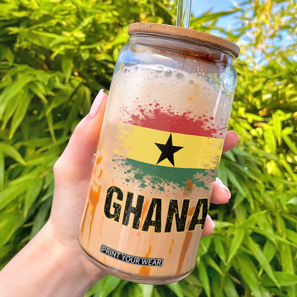 Ghana Glass Can Retro Vintage Watercolors Sport Ghanaian Flag Proud Ghanaians TS10 Black Print Your Wear