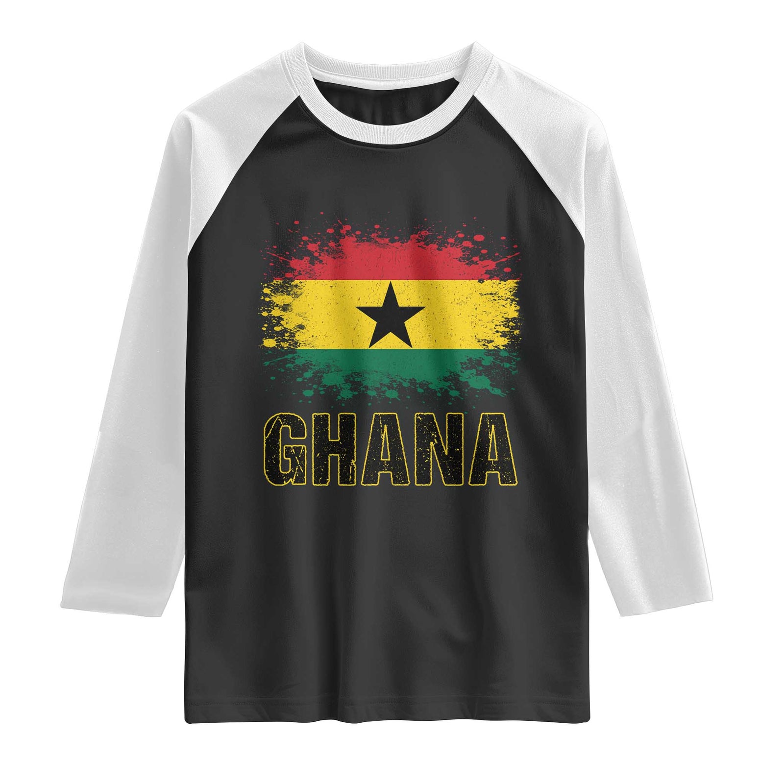 Ghana Raglan Shirt Retro Vintage Watercolors Sport Ghanaian Flag Proud Ghanaians TS10 Black White Print Your Wear