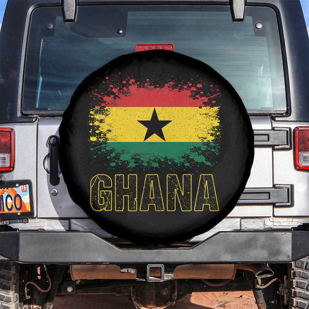 Ghana Spare Tire Cover Retro Vintage Watercolors Sport Ghanaian Flag Proud Ghanaians TS10 No hole Black Print Your Wear