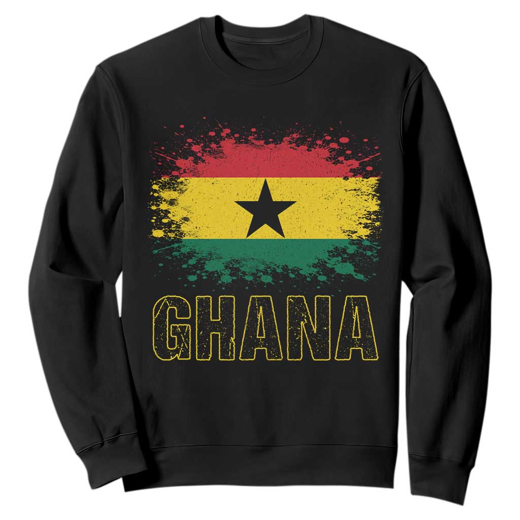 Ghana Sweatshirt Retro Vintage Watercolors Sport Ghanaian Flag Proud Ghanaians TS10 Black Print Your Wear