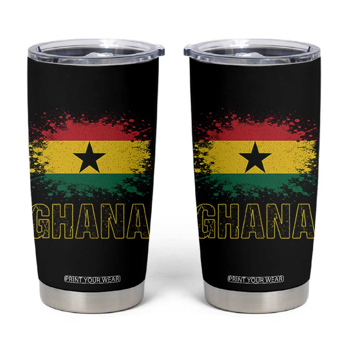 Ghana Tumbler Cup Retro Vintage Watercolors Sport Ghanaian Flag Proud Ghanaians TS10 Black Print Your Wear
