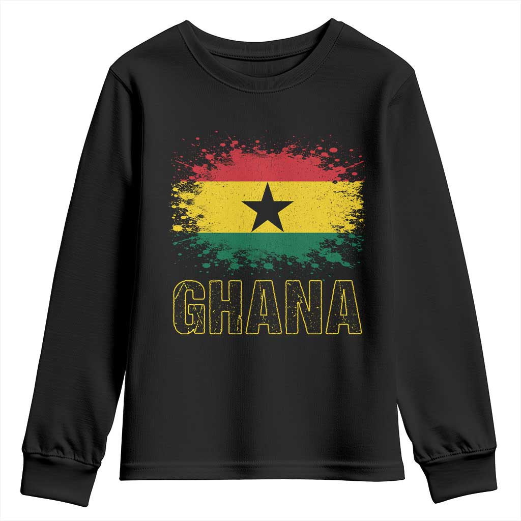 Ghana Youth Sweatshirt Retro Vintage Watercolors Sport Ghanaian Flag Proud Ghanaians TS10 Black Print Your Wear
