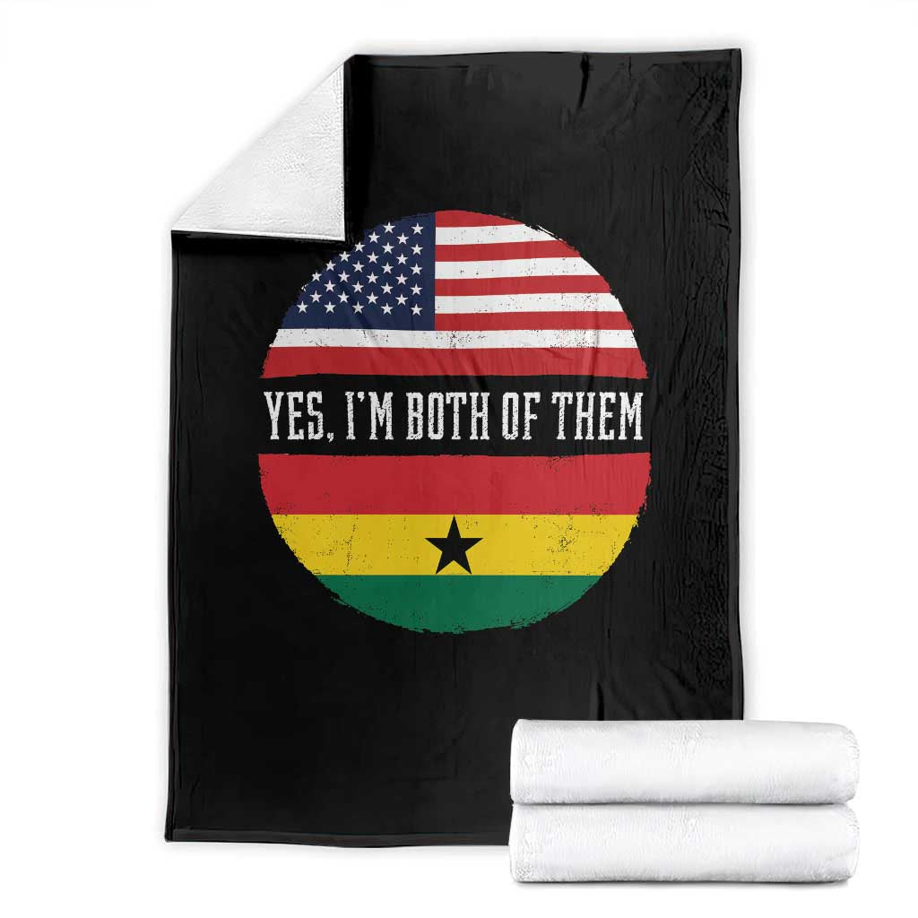 Half American Half Ghanaian Throw Blanket Pride Ghanese Roots USA Flag Ghana Heritage Yes Im Both Of Them