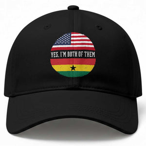 Half American Half Ghanaian Baseball Cap Pride Ghanese Roots USA Flag Ghana Heritage Yes Im Both Of Them