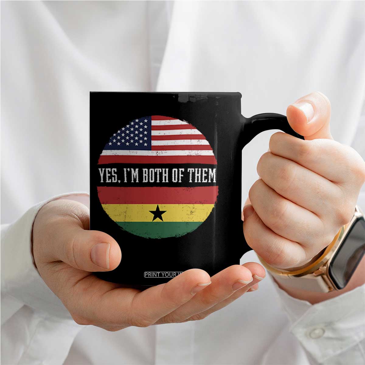 Half American Half Ghanaian Coffee Mug Pride Ghanese Roots USA Flag Ghana Heritage Yes Im Both Of Them