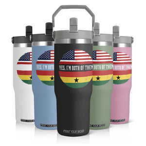 Half American Half Ghanaian Flip Straw Tumbler Pride Ghanese Roots USA Flag Ghana Heritage Yes Im Both Of Them