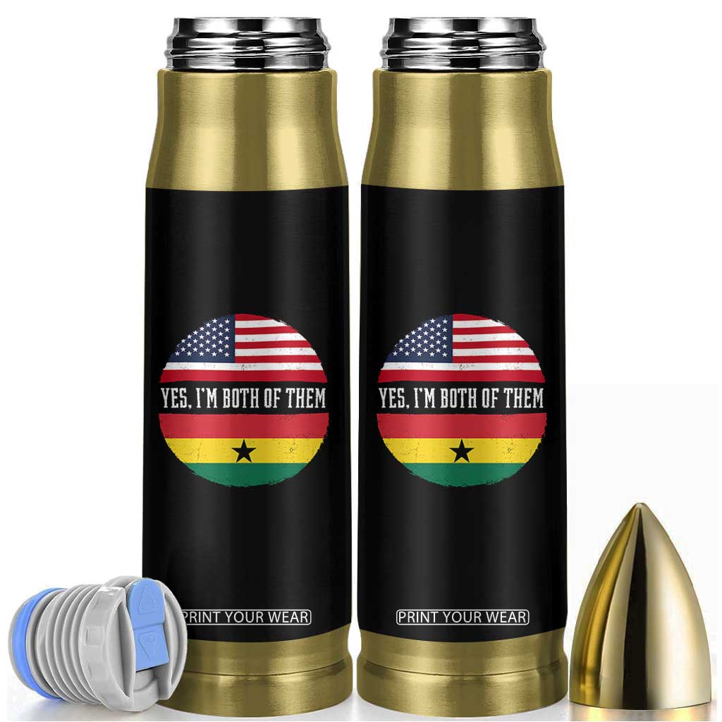 Half American Half Ghanaian Bullet Tumbler Pride Ghanese Roots USA Flag Ghana Heritage Yes Im Both Of Them