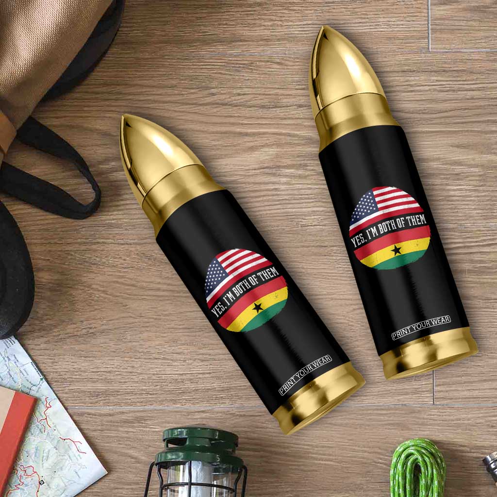Half American Half Ghanaian Bullet Tumbler Pride Ghanese Roots USA Flag Ghana Heritage Yes Im Both Of Them