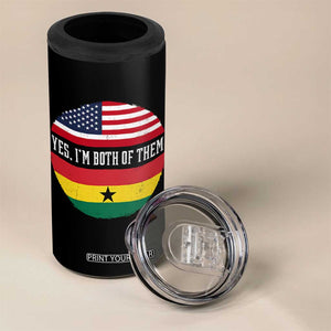 Half American Half Ghanaian 4 in 1 Can Cooler Tumbler Pride Ghanese Roots USA Flag Ghana Heritage Yes Im Both Of Them
