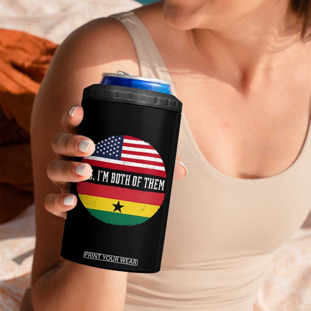 Half American Half Ghanaian 4 in 1 Can Cooler Tumbler Pride Ghanese Roots USA Flag Ghana Heritage Yes Im Both Of Them