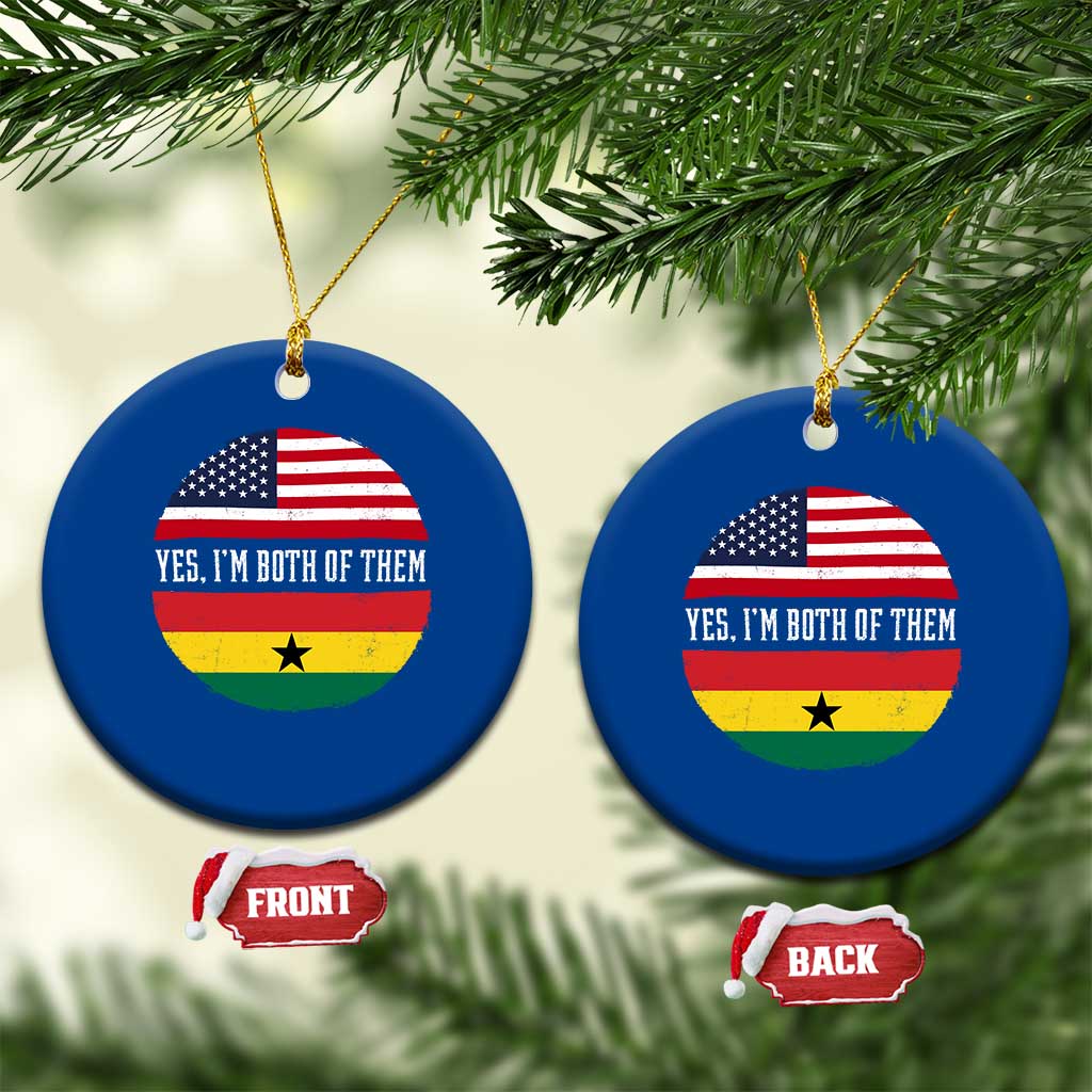 Half American Half Ghanaian Ceramic Ornament Pride Ghanese Roots USA Flag Ghana Heritage Yes Im Both Of Them