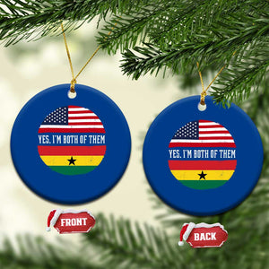 Half American Half Ghanaian Ceramic Ornament Pride Ghanese Roots USA Flag Ghana Heritage Yes Im Both Of Them