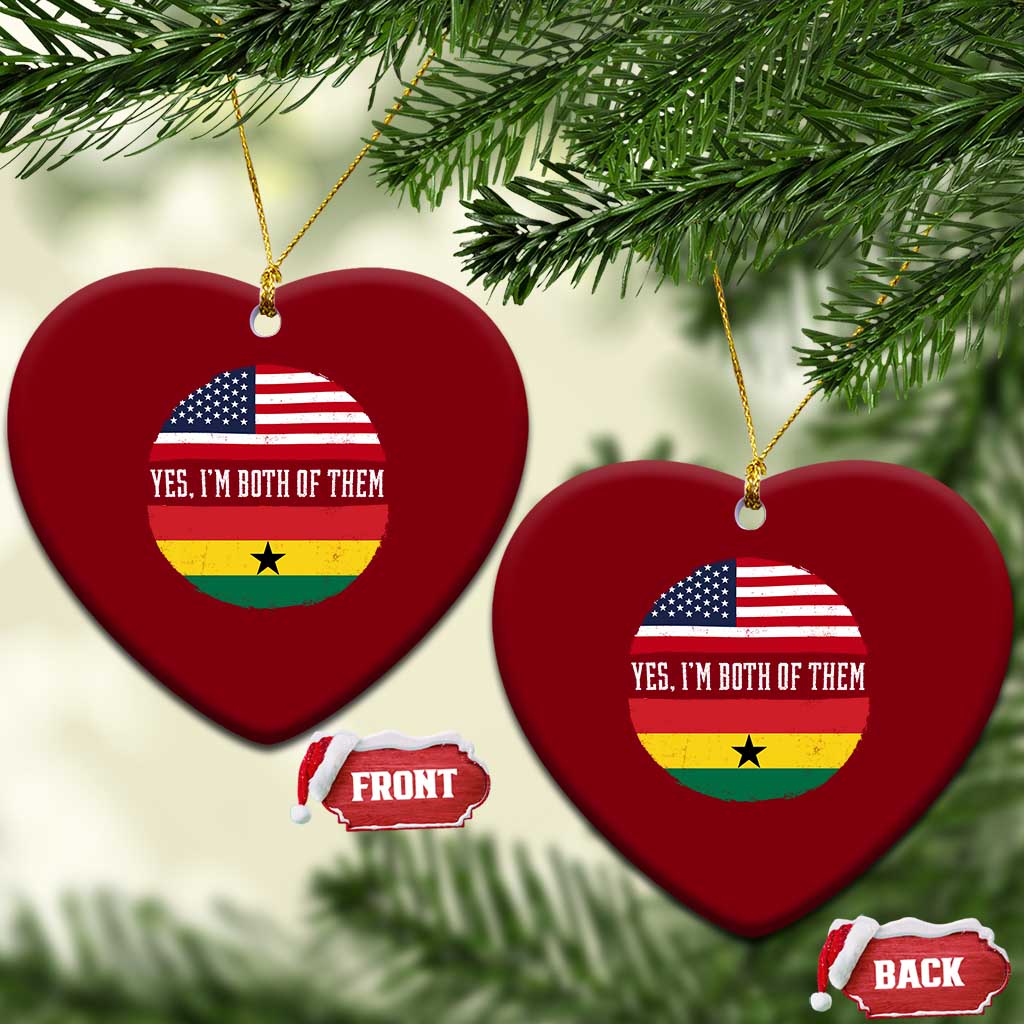 Half American Half Ghanaian Ceramic Ornament Pride Ghanese Roots USA Flag Ghana Heritage Yes Im Both Of Them