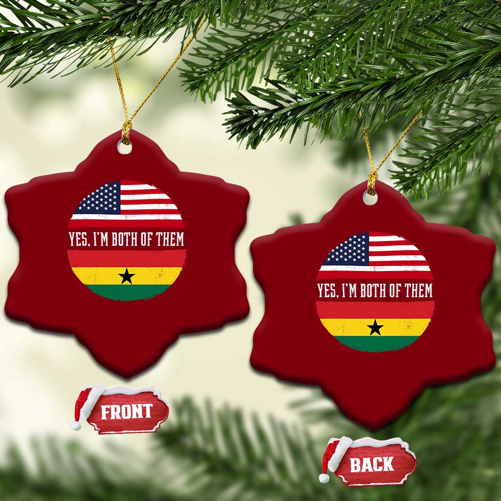 Half American Half Ghanaian Ceramic Ornament Pride Ghanese Roots USA Flag Ghana Heritage Yes Im Both Of Them