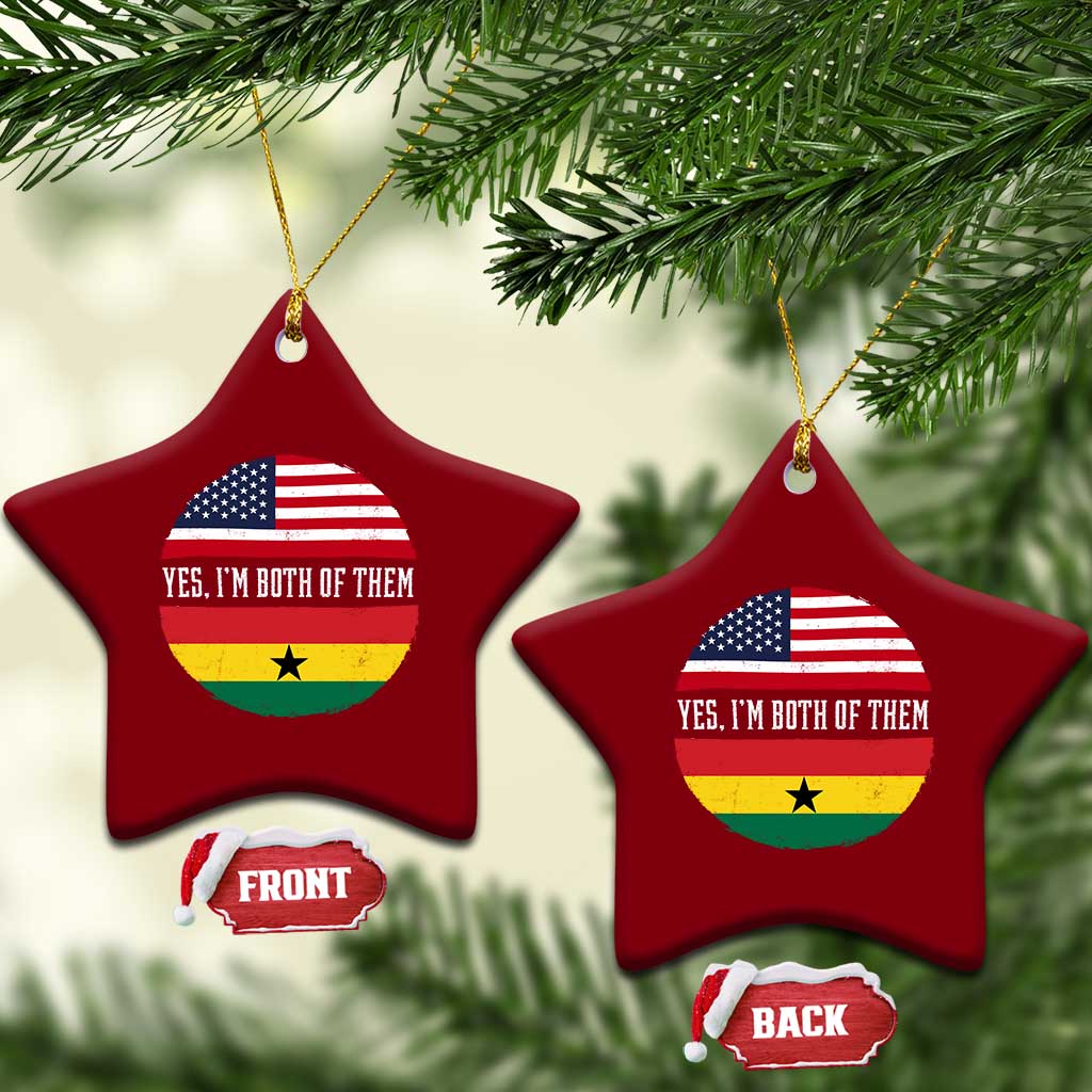 Half American Half Ghanaian Ceramic Ornament Pride Ghanese Roots USA Flag Ghana Heritage Yes Im Both Of Them
