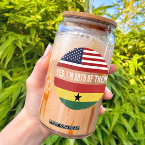 Half American Half Ghanaian Glass Can Pride Ghanese Roots USA Flag Ghana Heritage Yes Im Both Of Them