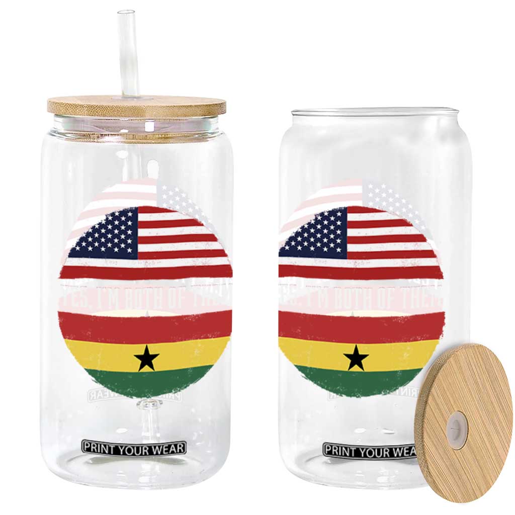 Half American Half Ghanaian Glass Can Pride Ghanese Roots USA Flag Ghana Heritage Yes Im Both Of Them