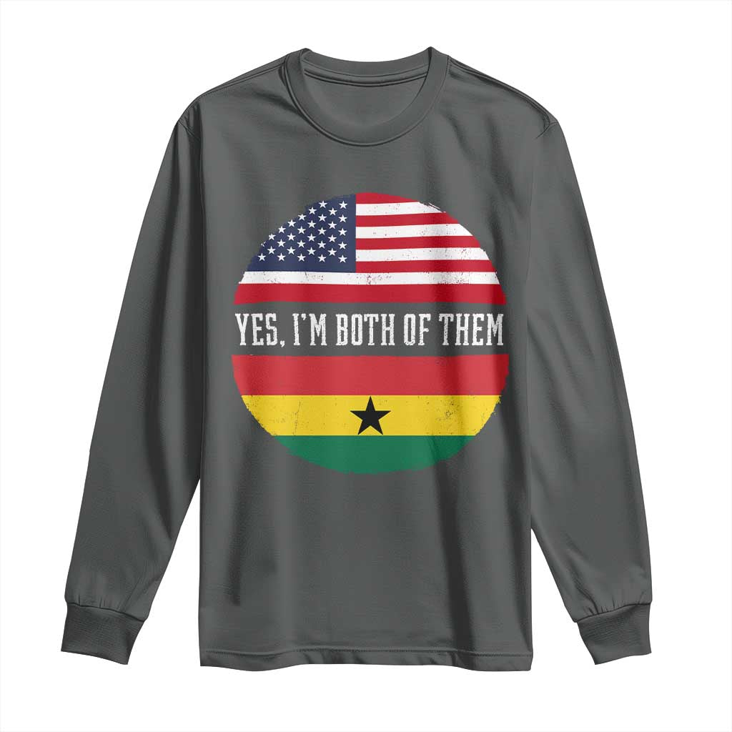 Half American Half Ghanaian Long Sleeve Shirt Pride Ghanese Roots USA Flag Ghana Heritage Yes Im Both Of Them