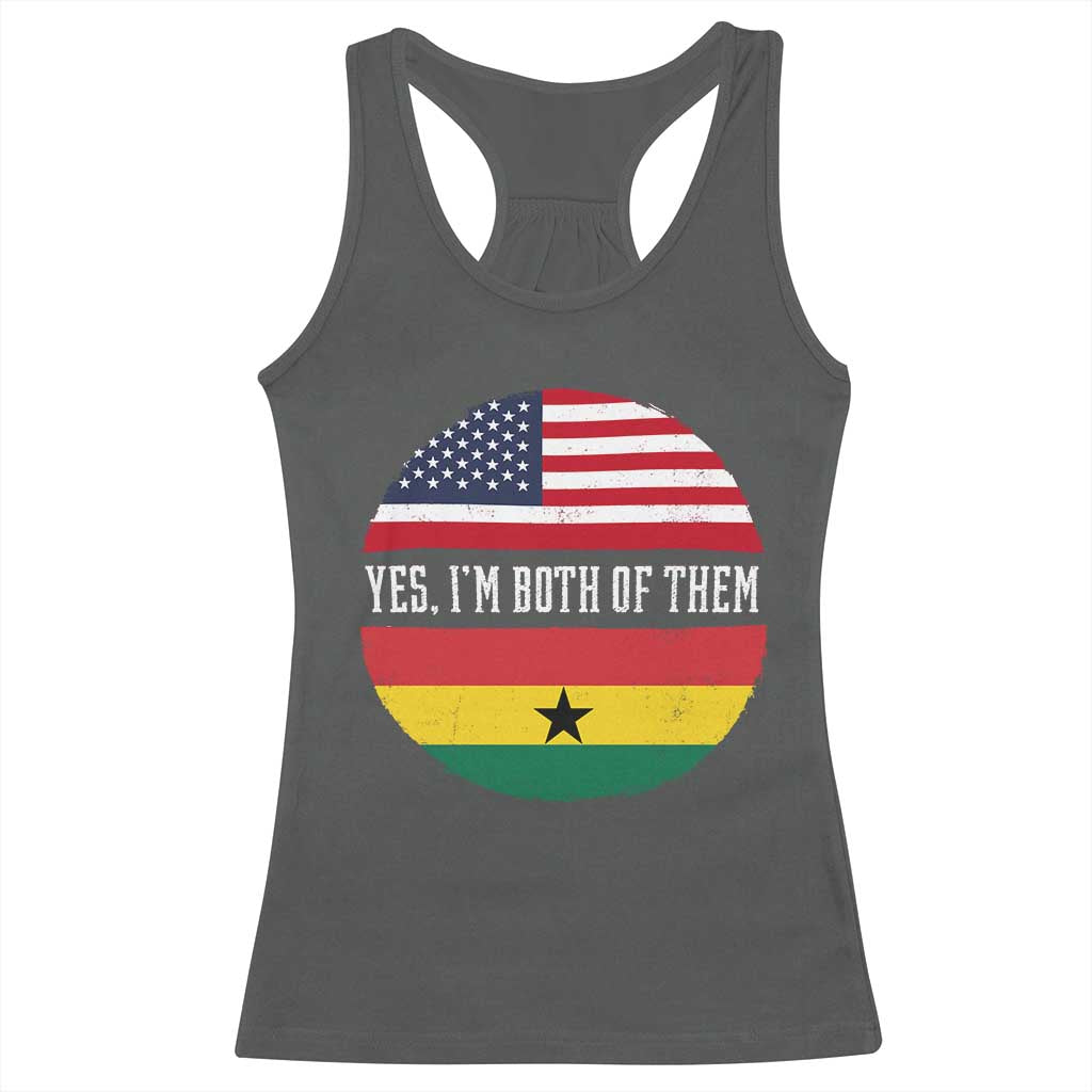 Half American Half Ghanaian Racerback Tank Top Pride Ghanese Roots USA Flag Ghana Heritage Yes Im Both Of Them