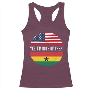 Half American Half Ghanaian Racerback Tank Top Pride Ghanese Roots USA Flag Ghana Heritage Yes Im Both Of Them