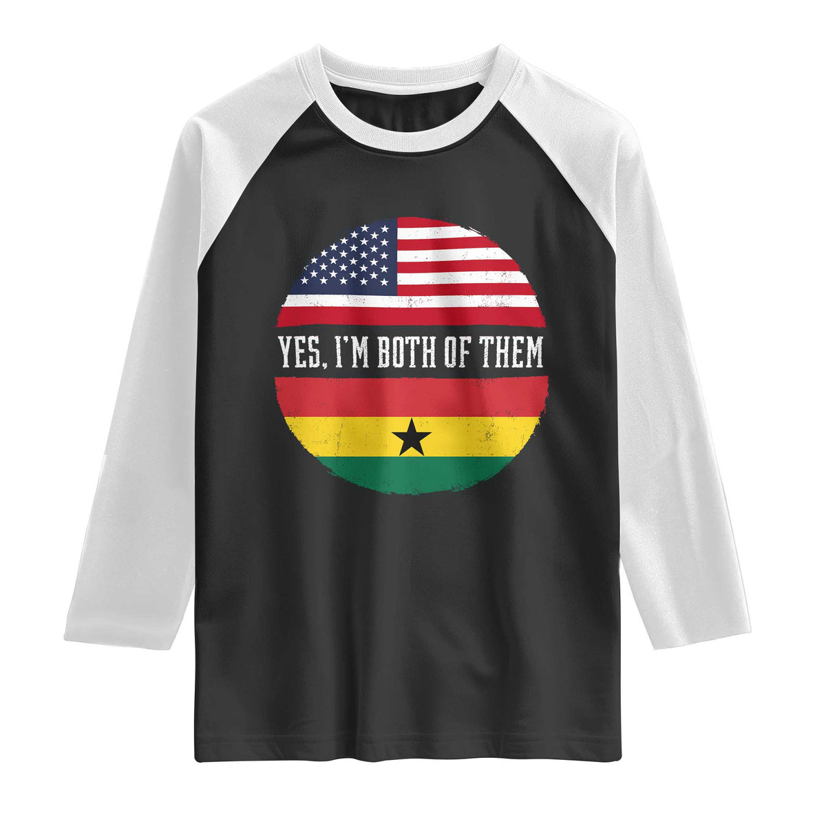 Half American Half Ghanaian Raglan Shirt Pride Ghanese Roots USA Flag Ghana Heritage Yes Im Both Of Them