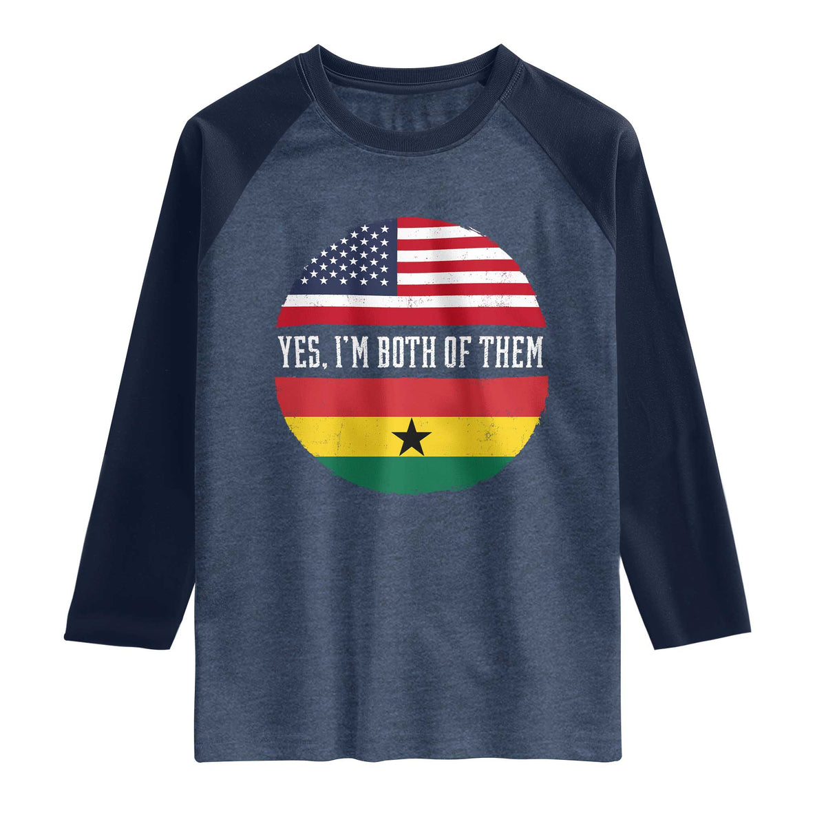 Half American Half Ghanaian Raglan Shirt Pride Ghanese Roots USA Flag Ghana Heritage Yes Im Both Of Them