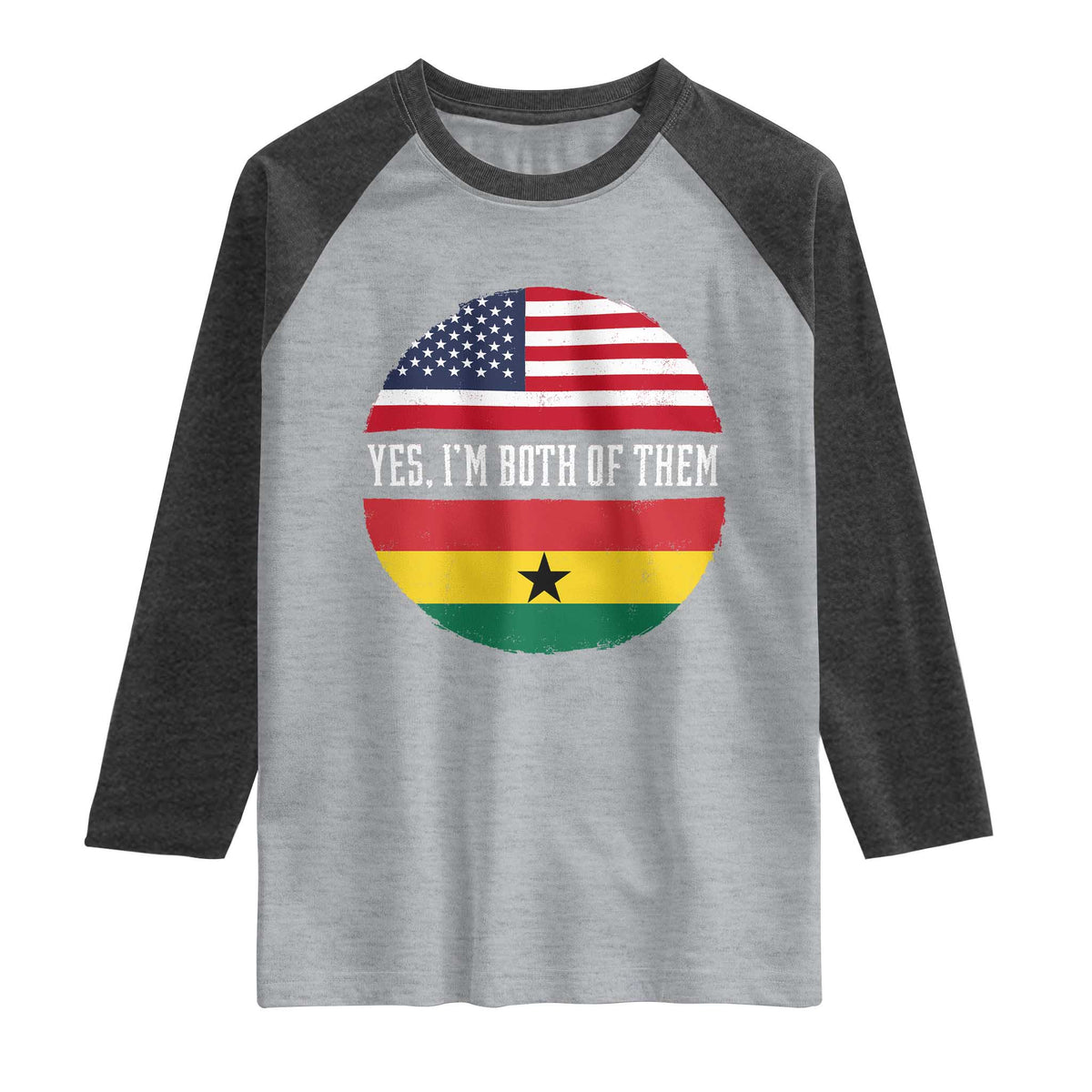 Half American Half Ghanaian Raglan Shirt Pride Ghanese Roots USA Flag Ghana Heritage Yes Im Both Of Them
