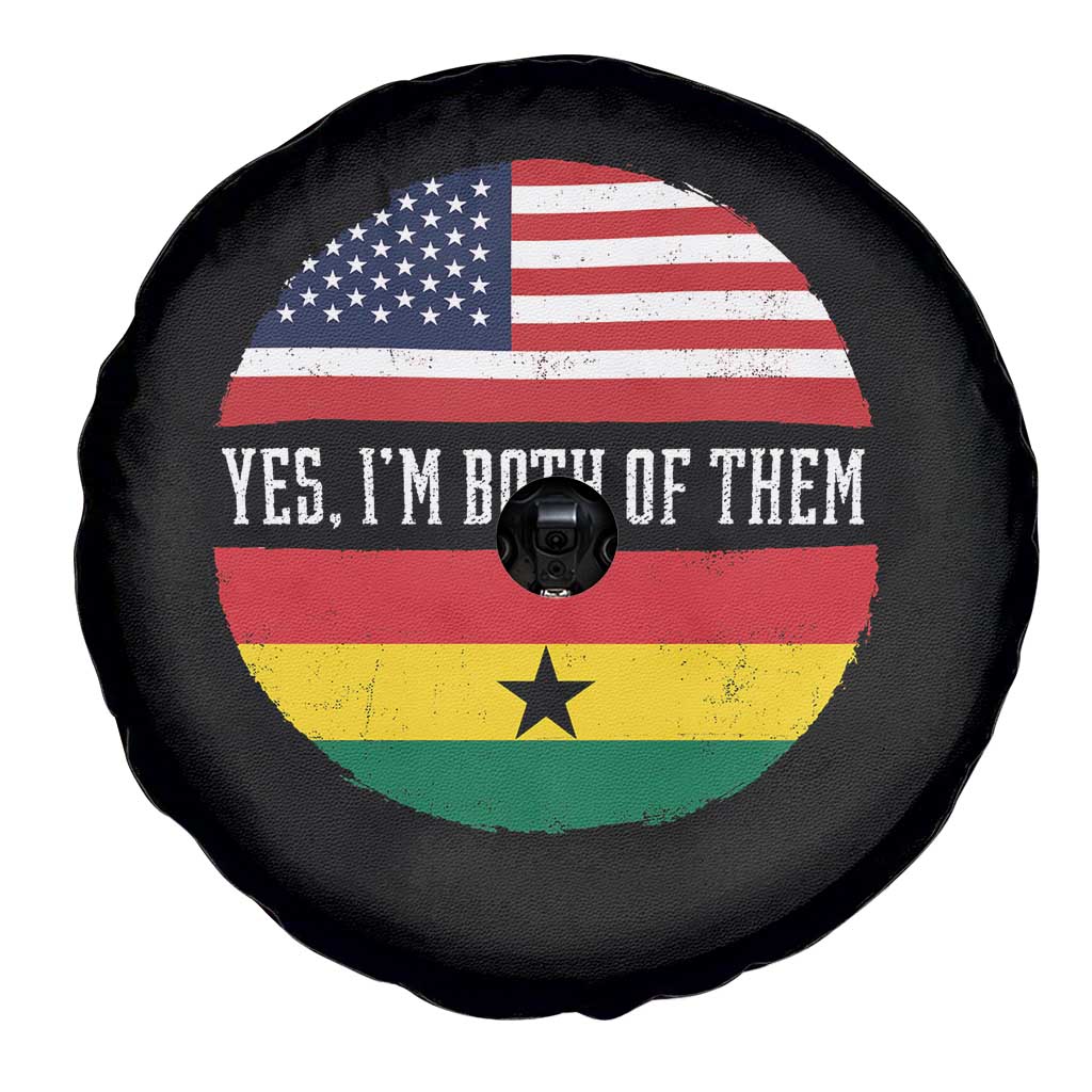 Half American Half Ghanaian Spare Tire Cover Pride Ghanese Roots USA Flag Ghana Heritage Yes Im Both Of Them