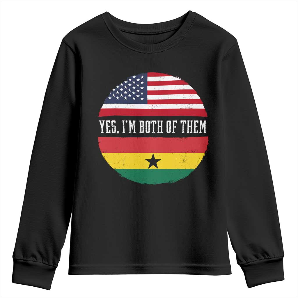 Half American Half Ghanaian Youth Sweatshirt Pride Ghanese Roots USA Flag Ghana Heritage Yes Im Both Of Them TS10 Black Print Your Wear