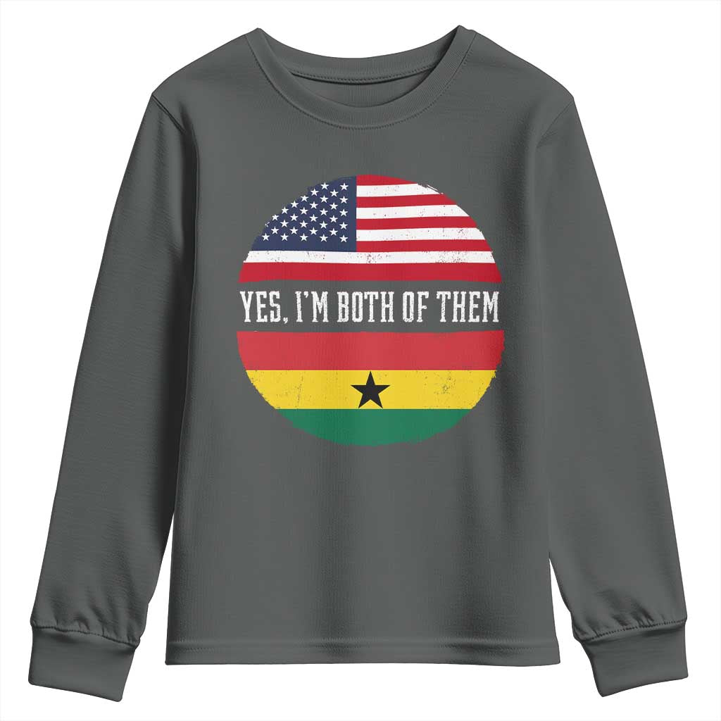 Half American Half Ghanaian Youth Sweatshirt Pride Ghanese Roots USA Flag Ghana Heritage Yes Im Both Of Them