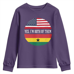 Half American Half Ghanaian Youth Sweatshirt Pride Ghanese Roots USA Flag Ghana Heritage Yes Im Both Of Them
