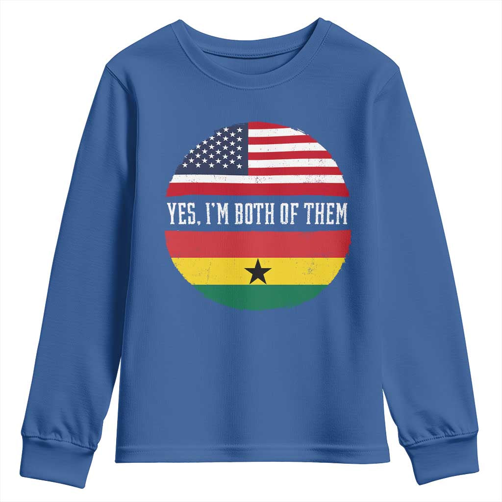 Half American Half Ghanaian Youth Sweatshirt Pride Ghanese Roots USA Flag Ghana Heritage Yes Im Both Of Them