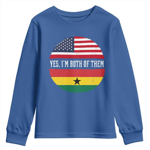 Half American Half Ghanaian Youth Sweatshirt Pride Ghanese Roots USA Flag Ghana Heritage Yes Im Both Of Them