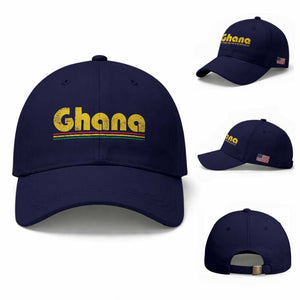 Vintage Ghana Baseball Cap Retro Stripe Flag Pride Ghanaian Heritage African Roots